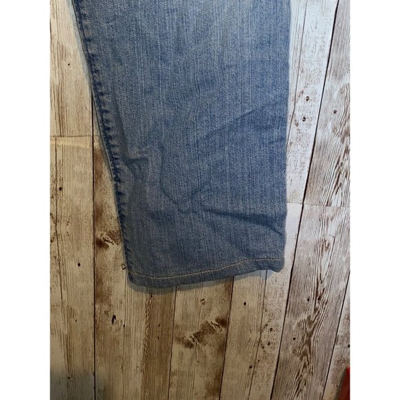 Ann Taylor Loft Distressed Relaxed Skinny Rhinestone Blue Jeans Size 29 or 8 - Picture 2 of 10
